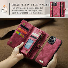 Lade das Bild in den Galerie-Viewer, Casekis Wrist Strap Zipper Wallet Phone Case Red