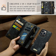 Lade das Bild in den Galerie-Viewer, Casekis Wrist Strap Zipper Wallet Phone Case Black