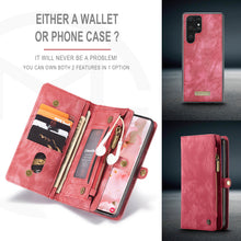 Lade das Bild in den Galerie-Viewer, Casekis Zipper Wallet PU Leather Case Red