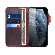 Lade das Bild in den Galerie-Viewer, Casekis Genuine Cowhide Leather Button Flip Phone Case Red