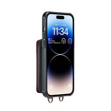 Load image into Gallery viewer, Casekis Zipper Crossbody Wallet RFID Phone Case Red