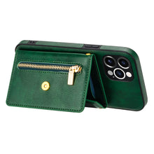 Lade das Bild in den Galerie-Viewer, Casekis Crossbody Strap Leather Magnetic Wallet Phone Case Green