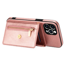 Lade das Bild in den Galerie-Viewer, Casekis Crossbody Strap Leather Magnetic Wallet Phone Case Rose Gold