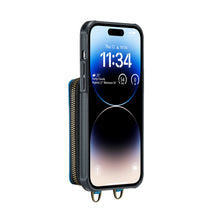 Lade das Bild in den Galerie-Viewer, Casekis Zipper Crossbody Wallet RFID Phone Case Blue