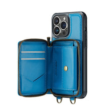 Lade das Bild in den Galerie-Viewer, Casekis Zipper Crossbody Wallet RFID Phone Case Blue