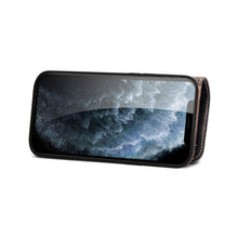 Lade das Bild in den Galerie-Viewer, Casekis Genuine Cowhide Leather Button Flip Phone Case Black