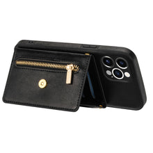 Lade das Bild in den Galerie-Viewer, Casekis Crossbody Strap Leather Magnetic Wallet Phone Case Black