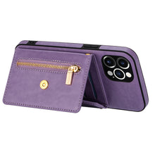 Lade das Bild in den Galerie-Viewer, Casekis Crossbody Strap Leather Magnetic Wallet Phone Case Purple