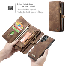 Lade das Bild in den Galerie-Viewer, Casekis Zipper Wallet PU Leather Case Brown