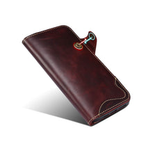 Lade das Bild in den Galerie-Viewer, Casekis Genuine Cowhide Leather Button Flip Phone Case Red