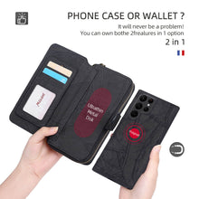 Lade das Bild in den Galerie-Viewer, Casekis Zipper Wallet Detachable Phone Case Black