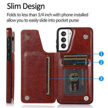 Lade das Bild in den Galerie-Viewer, Casekis Cardholder Leather Wallet Phone Case For Galaxy S21 5G