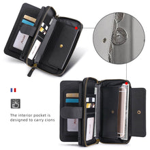 Lade das Bild in den Galerie-Viewer, Casekis Zipper Wallet Detachable Phone Case Black