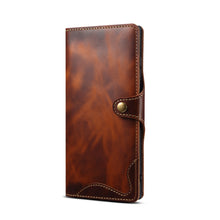 Lade das Bild in den Galerie-Viewer, Casekis Genuine Cowhide Leather Button Flip Phone Case For Galaxy S22 Ultra 5G