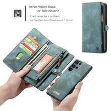 Lade das Bild in den Galerie-Viewer, Casekis Zipper Wallet PU Leather Case Blue