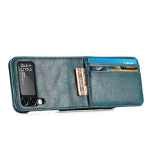 Lade das Bild in den Galerie-Viewer, Casekis Folding Multi-card Leather Case for Galaxy Z Flip 3 5G