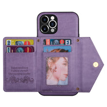 Lade das Bild in den Galerie-Viewer, Casekis Crossbody Strap Leather Magnetic Wallet Phone Case Purple
