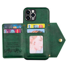 Lade das Bild in den Galerie-Viewer, Casekis Crossbody Strap Leather Magnetic Wallet Phone Case Green