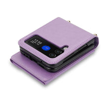 Lade das Bild in den Galerie-Viewer, Casekis Crossbody Strap Leather Magnetic Wallet Case For Galaxy Z Flip 3 5G