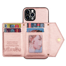 Lade das Bild in den Galerie-Viewer, Casekis Crossbody Strap Leather Magnetic Wallet Phone Case Rose Gold