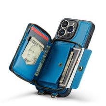 Lade das Bild in den Galerie-Viewer, Casekis Zipper Crossbody Wallet RFID Phone Case Blue