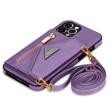 Lade das Bild in den Galerie-Viewer, Casekis Crossbody Strap Leather Magnetic Wallet Phone Case Purple