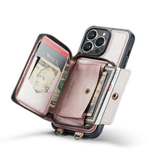 Load image into Gallery viewer, Casekis Zipper Crossbody Wallet RFID Phone Case Rose Gold