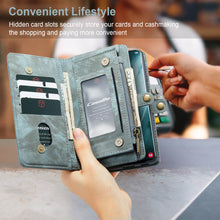 Lade das Bild in den Galerie-Viewer, Casekis Zipper Wallet PU Leather Case Blue