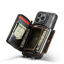 Load image into Gallery viewer, Casekis Zipper Crossbody Wallet RFID Phone Case Coffee