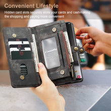 Lade das Bild in den Galerie-Viewer, Casekis Zipper Wallet PU Leather Case Black