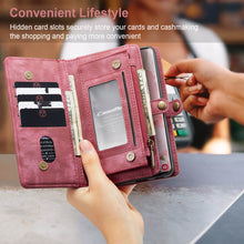 Lade das Bild in den Galerie-Viewer, Casekis Zipper Wallet PU Leather Case Red