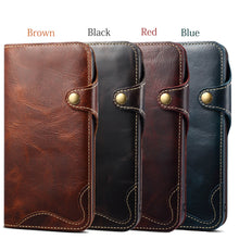 Load image into Gallery viewer, Casekis Genuine Cowhide Leather Button Flip Phone Case Brown