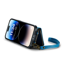 Lade das Bild in den Galerie-Viewer, Casekis Zipper Crossbody Wallet RFID Phone Case Blue