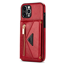 Load image into Gallery viewer, Casekis Crossbody Strap Leather Magnetic Wallet Phone Case Red