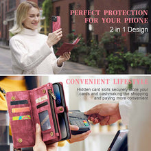 Lade das Bild in den Galerie-Viewer, Casekis Wrist Strap Zipper Wallet Phone Case Red
