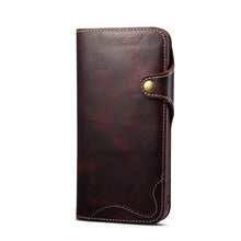 Lade das Bild in den Galerie-Viewer, Casekis Genuine Cowhide Leather Button Flip Phone Case Red