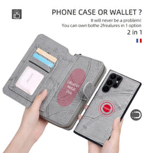 Load image into Gallery viewer, Casekis Zipper Wallet Detachable Phone Case Gray