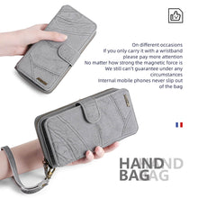 Load image into Gallery viewer, Casekis Zipper Wallet Detachable Phone Case Gray