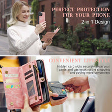 Lade das Bild in den Galerie-Viewer, Casekis Wrist Strap Zipper Wallet Phone Case Pink