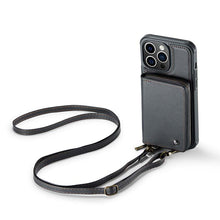 Load image into Gallery viewer, Casekis Zipper Crossbody Wallet RFID Phone Case Black