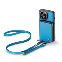 Lade das Bild in den Galerie-Viewer, Casekis Zipper Crossbody Wallet RFID Phone Case Blue
