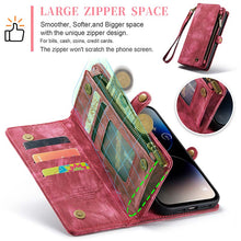 Lade das Bild in den Galerie-Viewer, Casekis Wrist Strap Zipper Wallet Phone Case Red