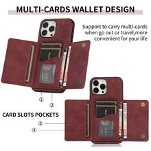 Lade das Bild in den Galerie-Viewer, Casekis Wallet Case Tri-fold Cardholder Phone Case Red Wine