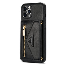 Lade das Bild in den Galerie-Viewer, Casekis Crossbody Strap Leather Magnetic Wallet Phone Case Black