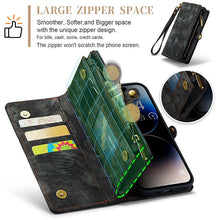 Lade das Bild in den Galerie-Viewer, Casekis Wrist Strap Zipper Wallet Phone Case Black