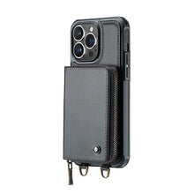Load image into Gallery viewer, Casekis Zipper Crossbody Wallet RFID Phone Case Black