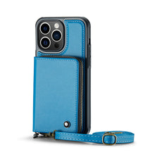 Lade das Bild in den Galerie-Viewer, Casekis Zipper Crossbody Wallet RFID Phone Case Blue