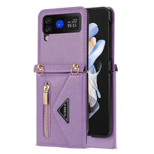 Lade das Bild in den Galerie-Viewer, Casekis Crossbody Strap Leather Magnetic Wallet Case For Galaxy Z Flip 3 5G