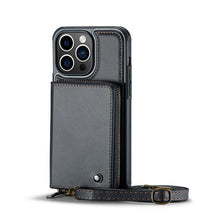 Load image into Gallery viewer, Casekis Zipper Crossbody Wallet RFID Phone Case Black