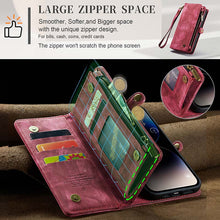 Lade das Bild in den Galerie-Viewer, Casekis Wrist Strap Zipper Wallet Phone Case Red